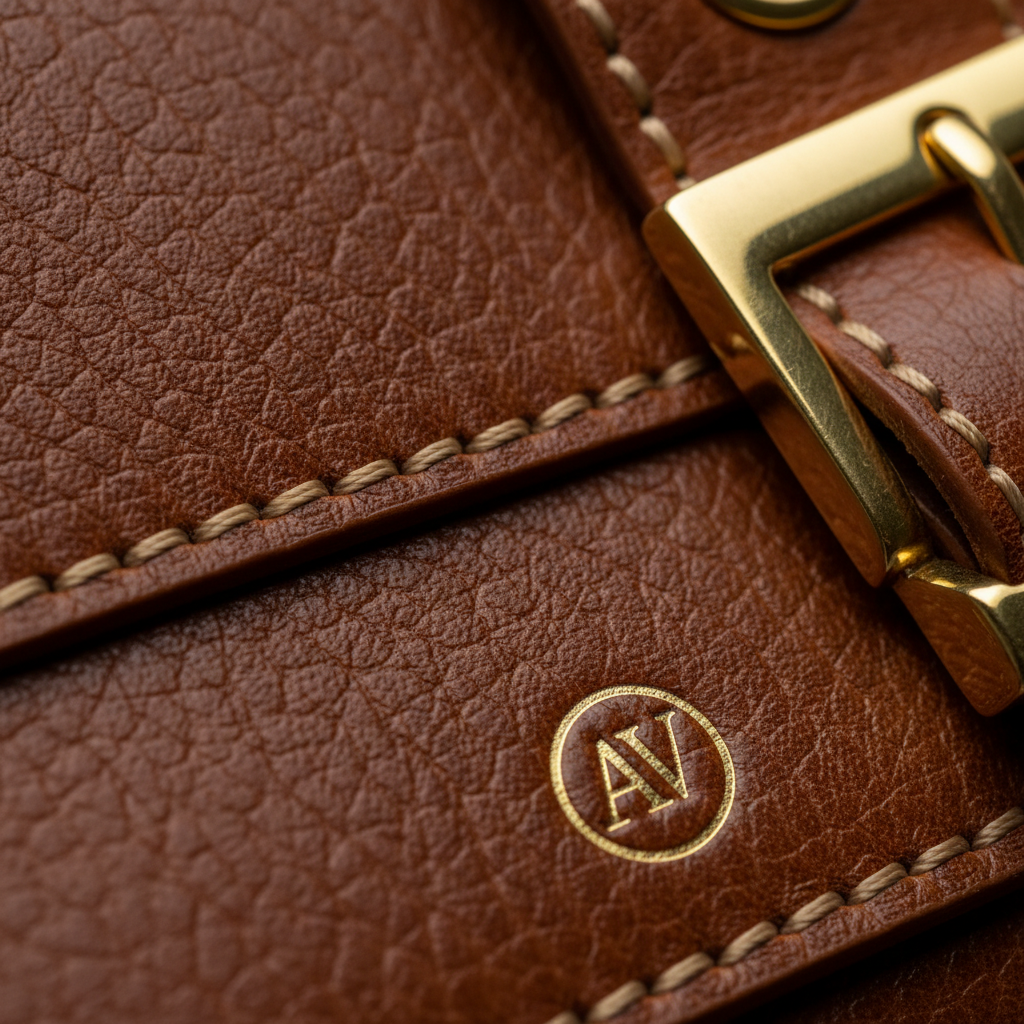 Close-up of Italian leather craftsmanship and precision hardware