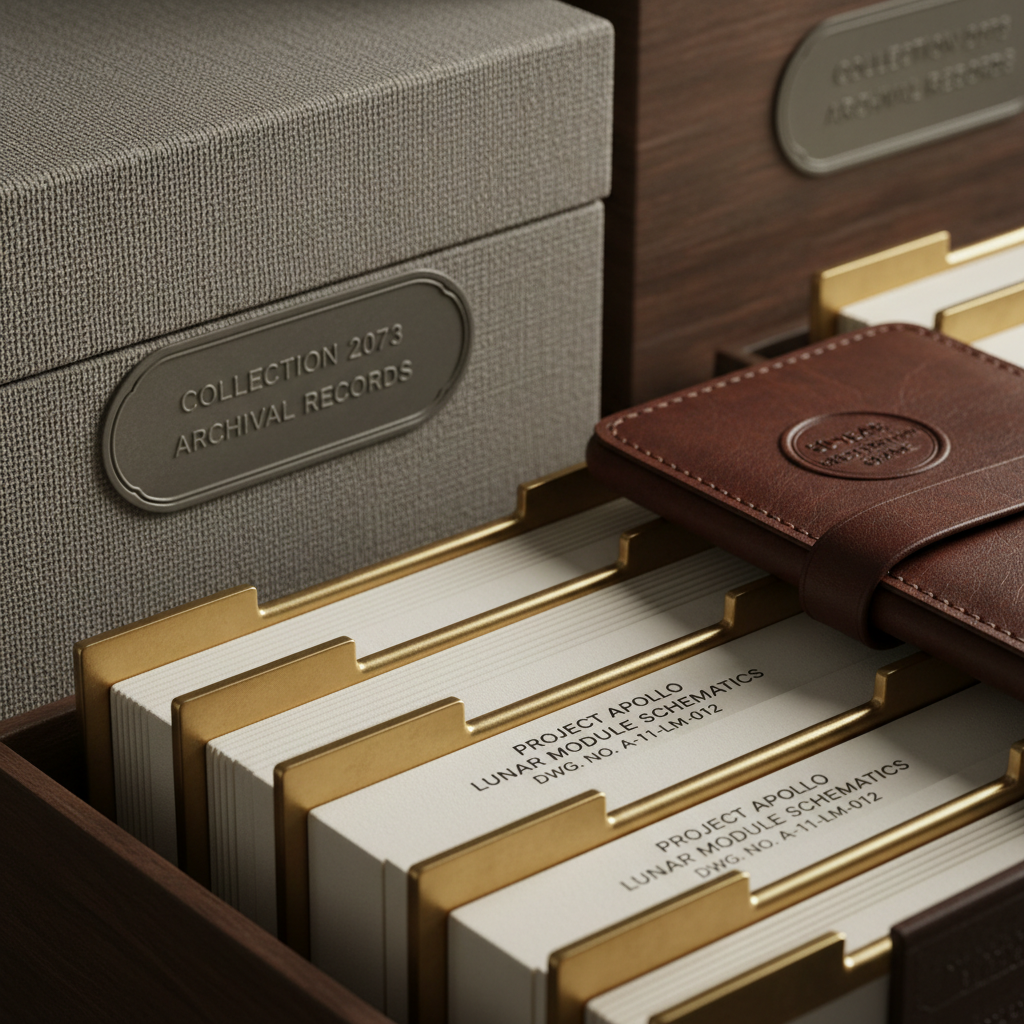 Close-up of premium archival materials with acid-free storage