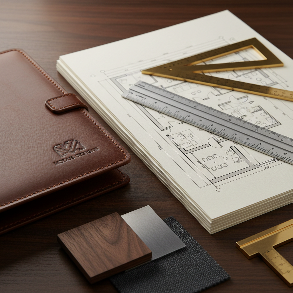 Close-up of premium planning materials and precision tools