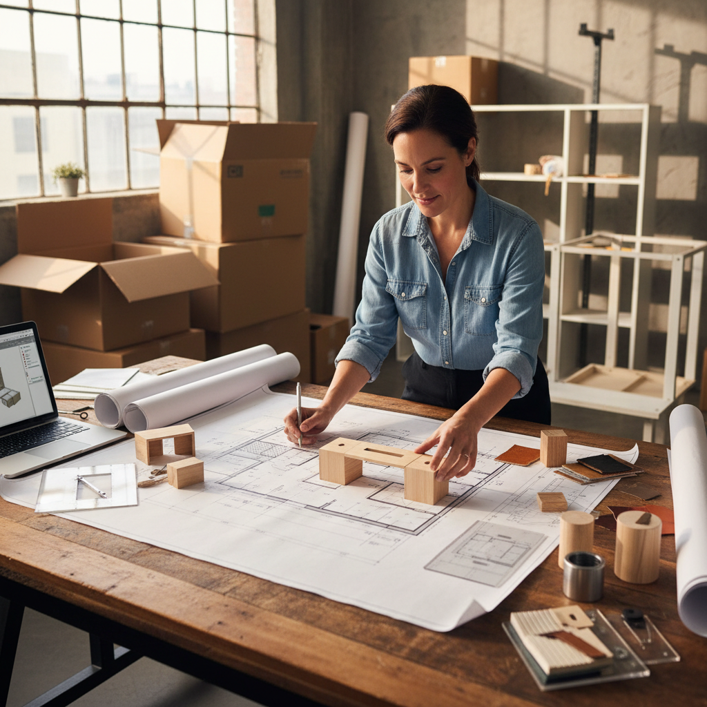 Creative director implementing workspace design using the system